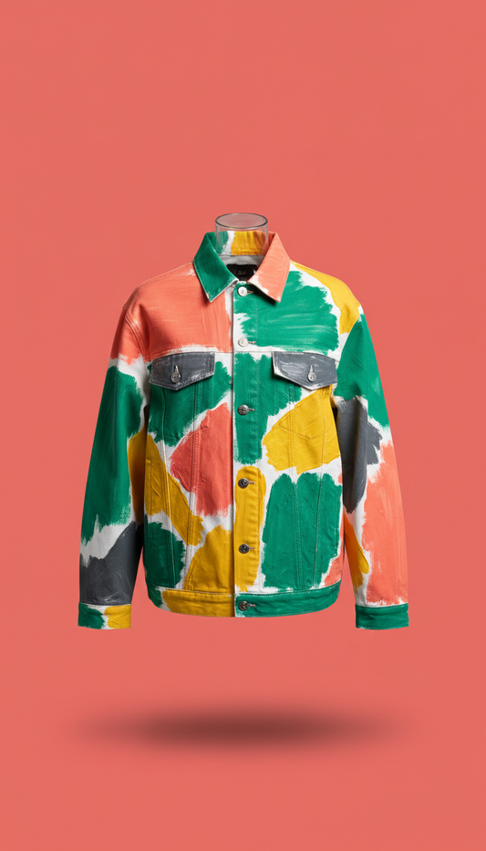 Electric Coral Brushstroke Jacket